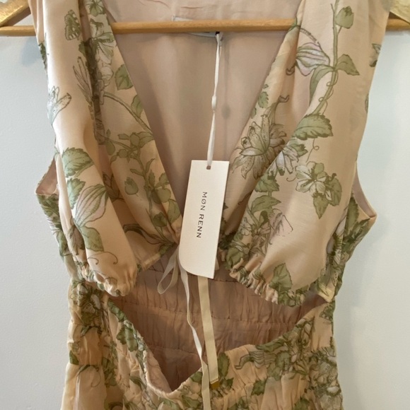 NWT MON RENN Wildflower Tie Front Cutout Mini Dress - Picture 4 of 10